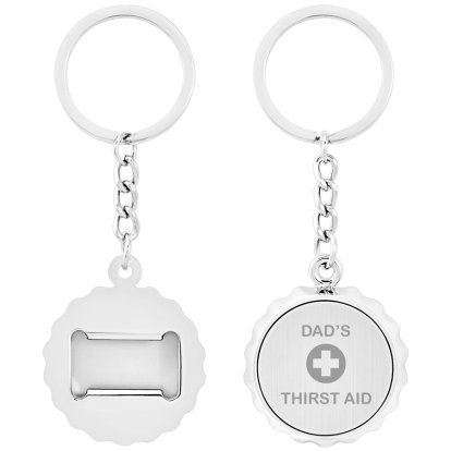 Personalised Bottle Cap Bottle Opener Keyring - Thirst Aid