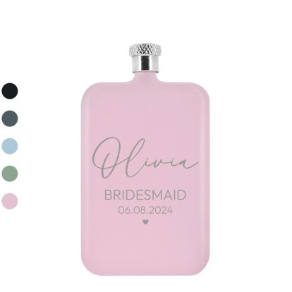 Personalised Bridesmaid Slimline Pocket Hip Flask