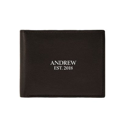 Personalised Brown Leather Wallet - Established
