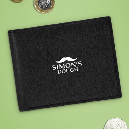 Personalised Luxury Moustache Black Leather Wallet