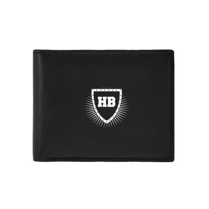 Personalised Luxury Shield Black Leather Wallet 
