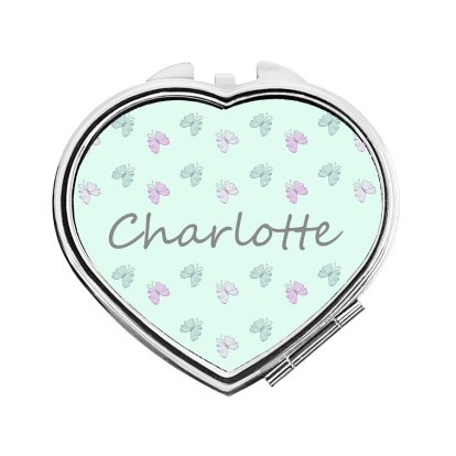 Personalised Butterfly Heart Compact Mirror