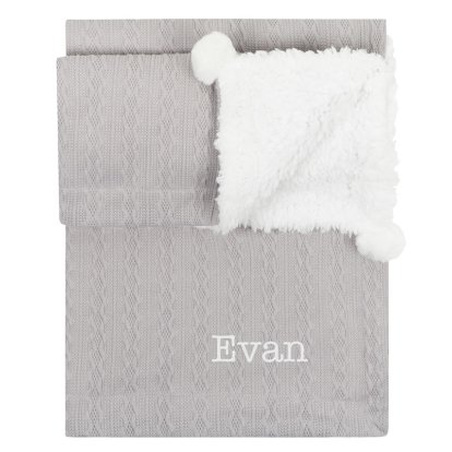 Personalised Cable Knit Baby Blanket - Cloud Grey