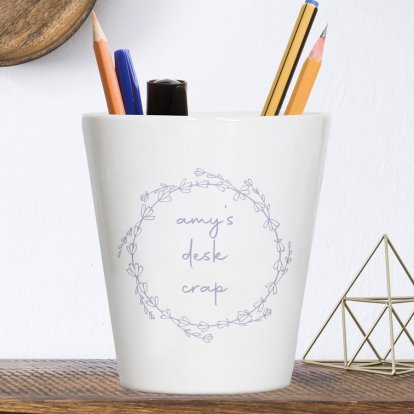 Personalised Ceramic Desk Tidy Pot 