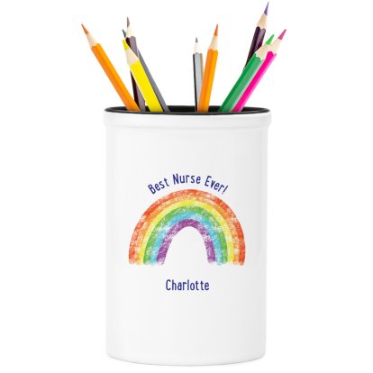 Personalised Ceramic Desk Tidy - Rainbow Design