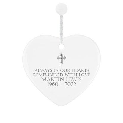 Personalised Ceramic Heart Decoration - Cross