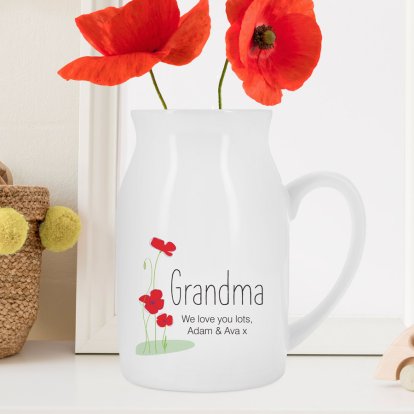 Personalised Ceramic Poppy Flower Jug Vase
