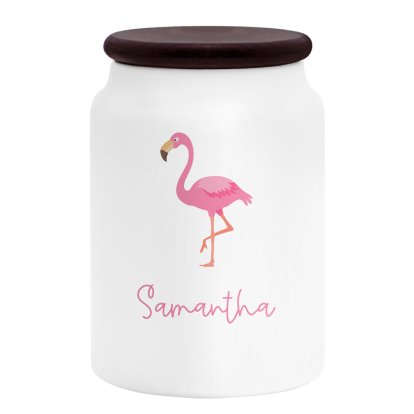 Personalised Ceramic Storage Jar - Flamingo