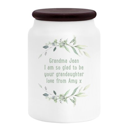 Personalised Ceramic Storage Jar - Floral Message