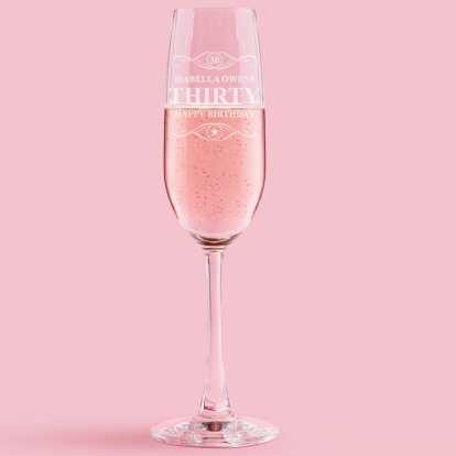 Personalised Champagne Flute - Birthday Any Age