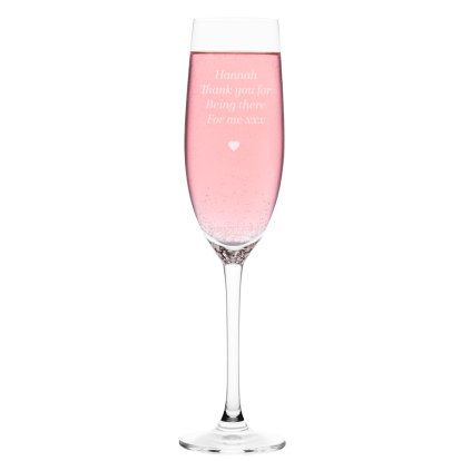 Personalised Champagne Flute - Heart Message 