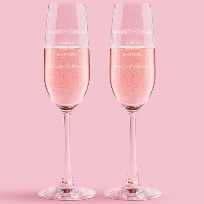 Personalised Champagne Flute Set - Classic Wedding Frame
