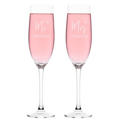 Personalised Champagne Flute Set for Wedding Couples