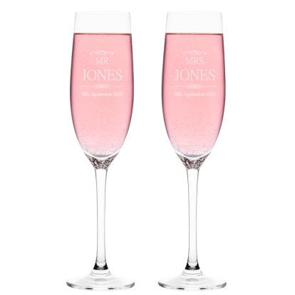 Personalised Champagne Flutes Set - For Couples