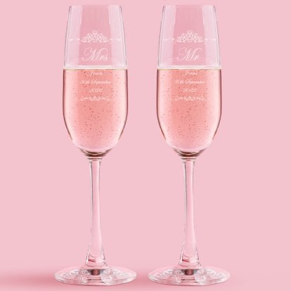Personalised Champagne Flutes Set - Ornate Swirl
