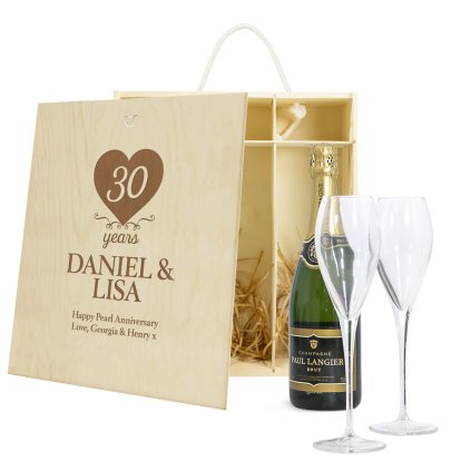 Personalised Champagne & Glasses Gift Set - Anniversary Year 
