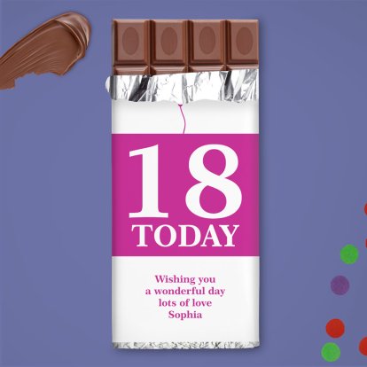 Personalised Chocolate Bar - Pink Birthday Balloon 