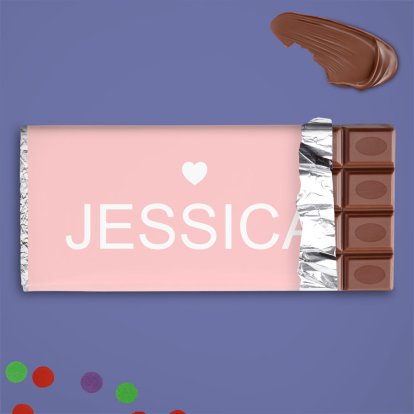 Personalised Chocolate Bar - Pink Heart