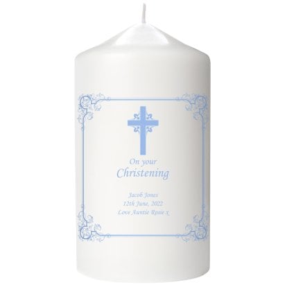 Personalised Christening Candle - Blue