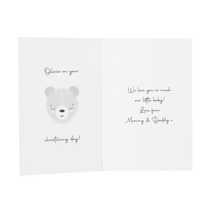 Personalised Christening Message Card -  Teddy Bear
