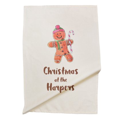 Personalised Christmas at Tea Towel