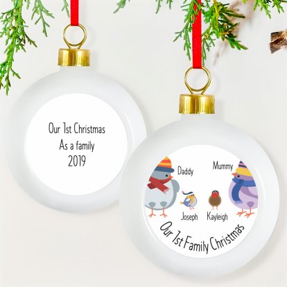 Personalised Christmas Bauble - Ceramic - Family Design 