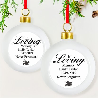 Personalised Christmas Bauble - Ceramic - In Loving Memory 