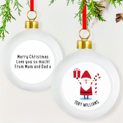 Personalised Christmas Bauble - Ceramic - Santa Design 