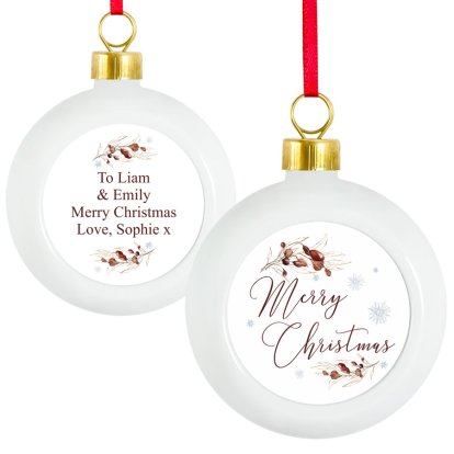 Personalised Christmas Baubles Decoration - Merry Christmas