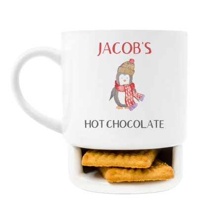 Personalised Christmas Biscuit Mug - Penguin
