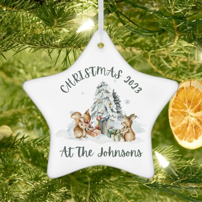 Personalised Christmas Ceramic Star Decoration for Families