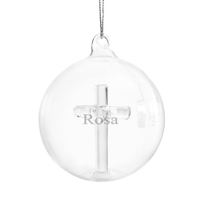 Personalised Christmas Cross Glass Bauble 