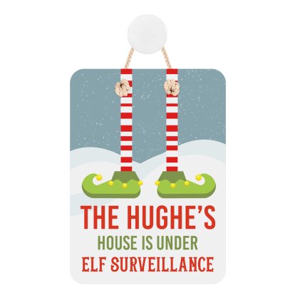 Personalised Christmas Door Sign - Elf Surveillance