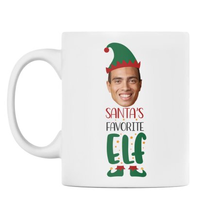 Personalised Christmas Elf Face Photo Mug