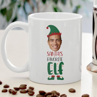 Personalised Christmas Elf Face Photo Mug Photo 3