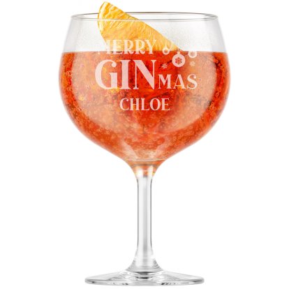 Personalised Christmas Gin Glass