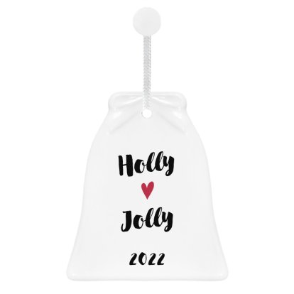 Personalised Christmas Love Ceramic Bell Decoration