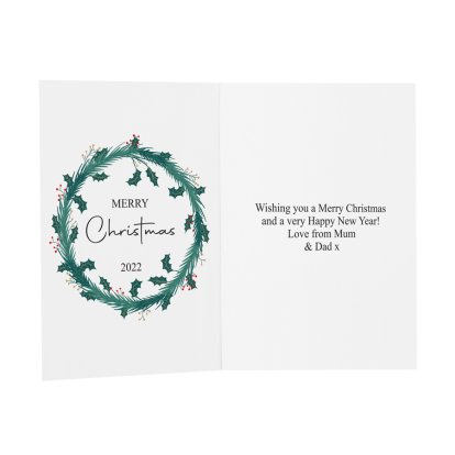 Personalised Christmas Message Card - Wreath