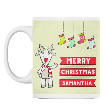 Personalised Christmas Mug - Cartoon Reindeer