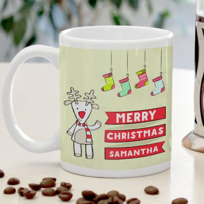 Personalised Christmas Mug - Cartoon Reindeer