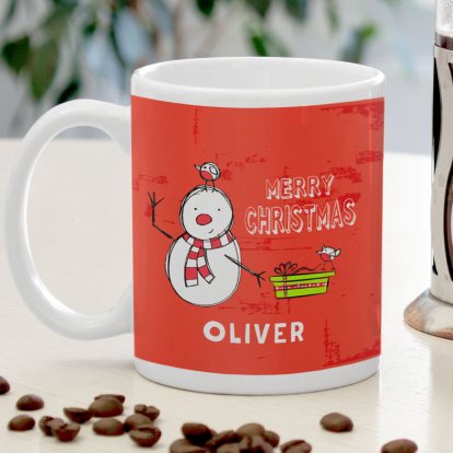 Personalised Christmas Mug - Cartoon Snowman 