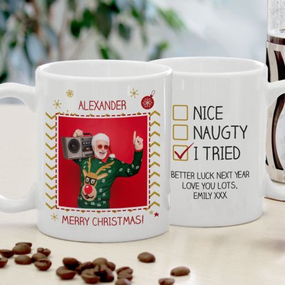 Personalised Christmas Photo Mug - Naughty List 