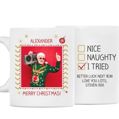 Personalised Christmas Photo Mug - Naughty List 
