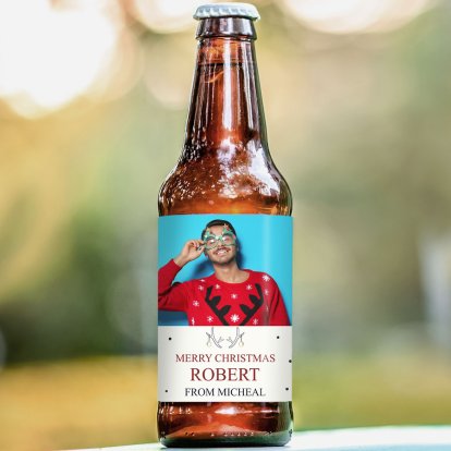 Personalised Christmas Photo Upload Beer 