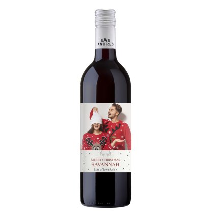 Personalised Christmas Photo Upload Red Wine