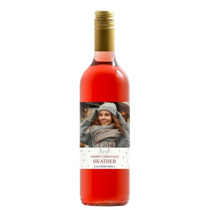 Personalised Christmas Photo Upload Rose Wine