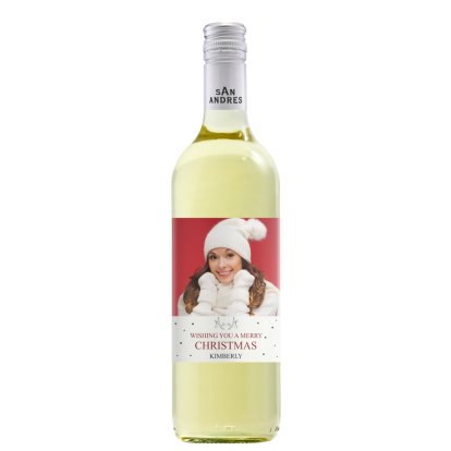 Personalised Christmas Photo Upload White Wine