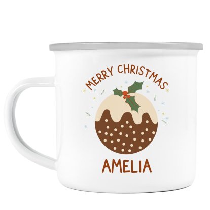 Personalised Christmas Pudding Enamel Mug