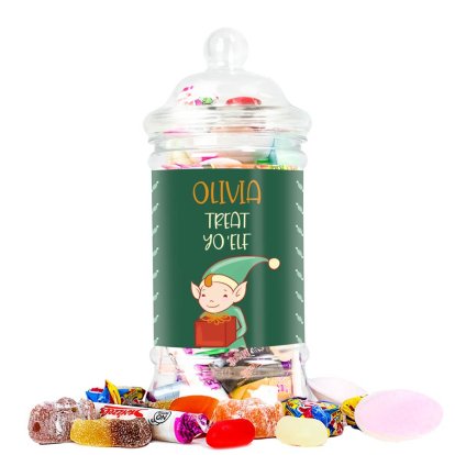 Personalised Christmas Retro Sweet Jar - Treat Yo'Elf