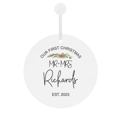 Personalised Christmas Round Wooden Decoration For Couples